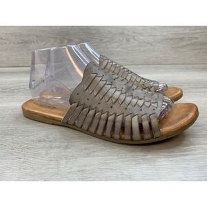 Roan by Bed Stu Women's Sandals Taupe Metallic Woven Leather Huarache 9 Shoes